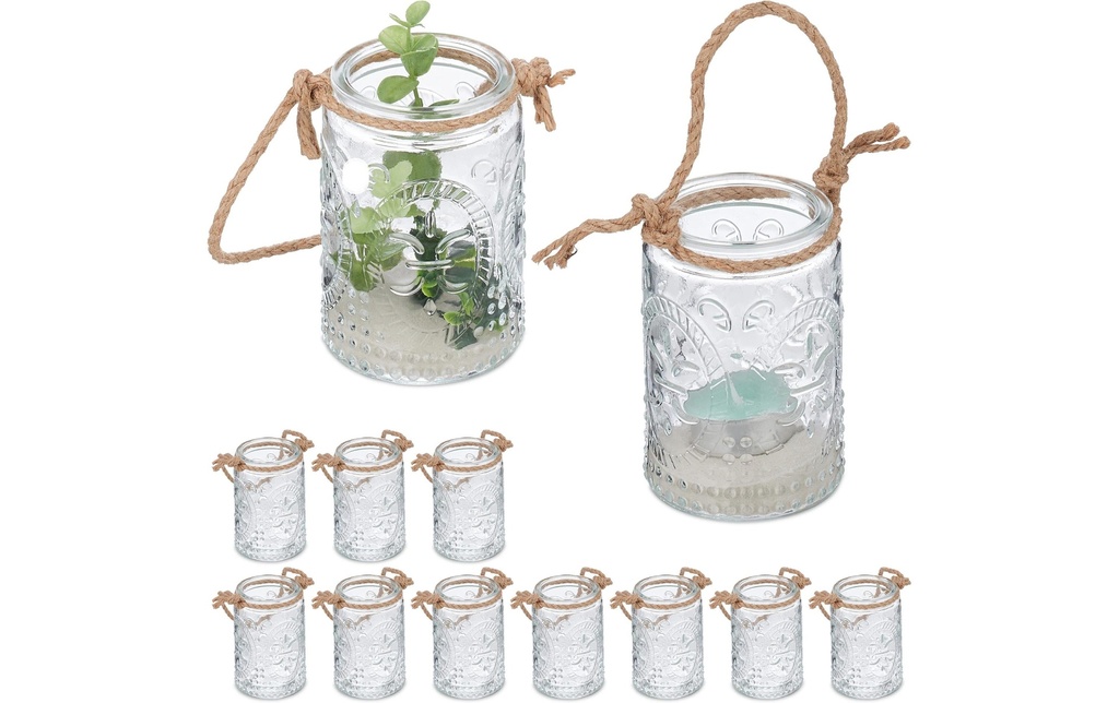 relaxdays Photophore Summer Vintage 10.5 cm, Verre