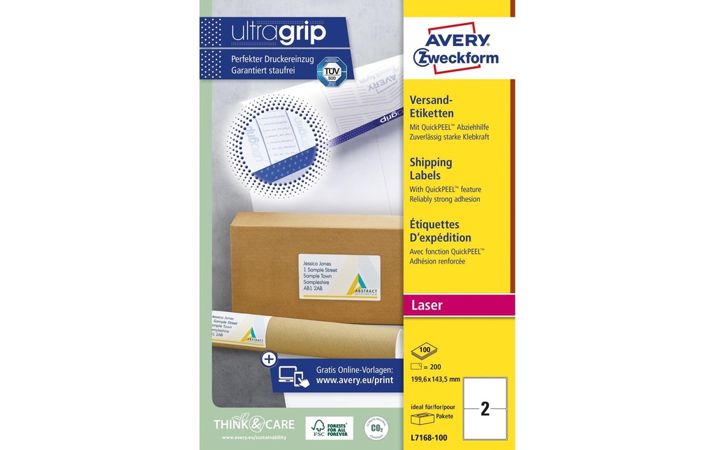 Avery Zweckform Étiquettes d’expédition L7168-100 199.6 x 143.5 mm