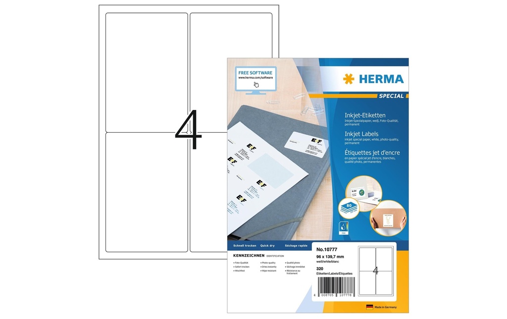 HERMA Étiquettes d’adresse 96 x 139.7 mm, 80 feuille