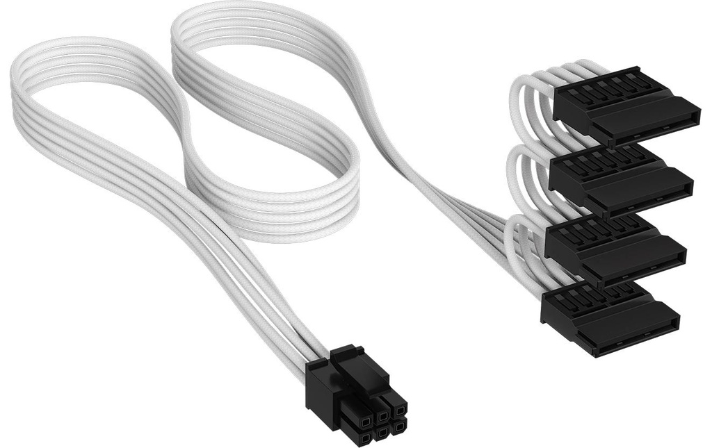 Corsair Câble électrique Puissance SATA Blanc, 16 cm
