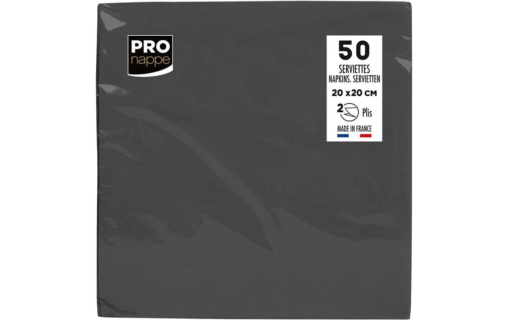 PRO nappe Serviettes en papier 20 cm x 20 cm, 50 Pièce/s, Noir