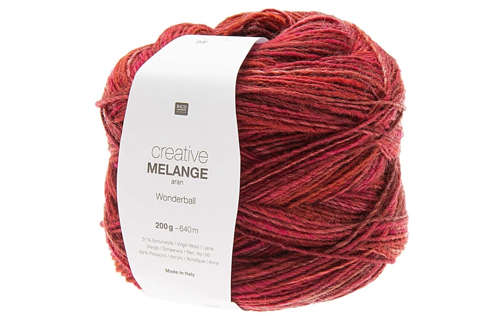 Rico Design Laine Melange 200 g, Rouge cerise