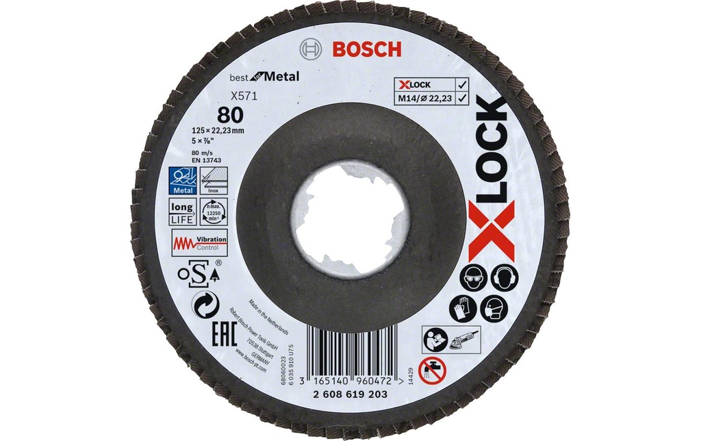 Bosch Professional Disque à lamelles X-LOCK Best for Metal K80 125 mm