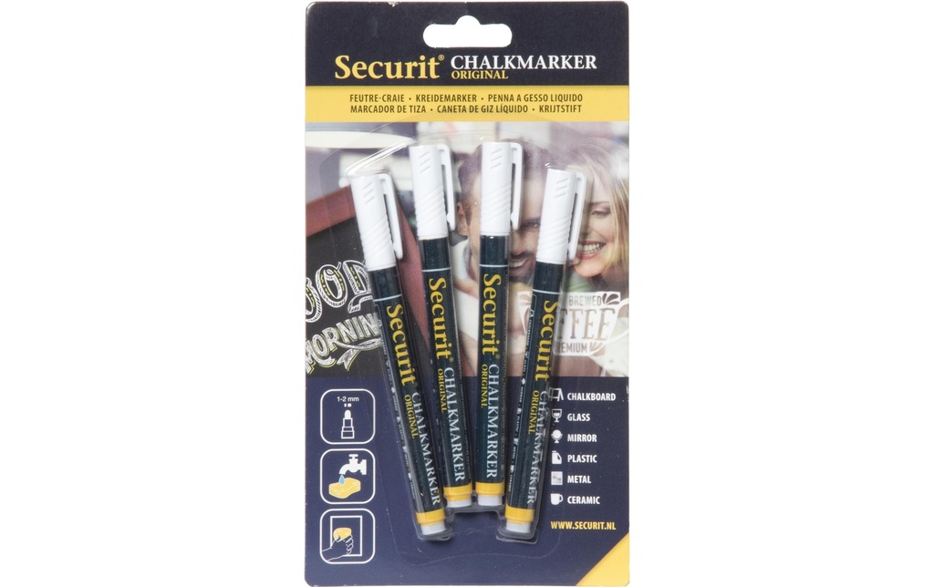 Securit Marqueur craie liquide 1-2 mm 4 pièces