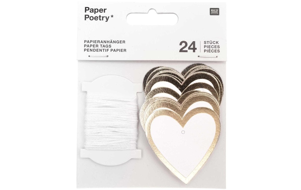 Rico Design Étiquette pour cadeau Coeur 24 Pièce/s, Doré