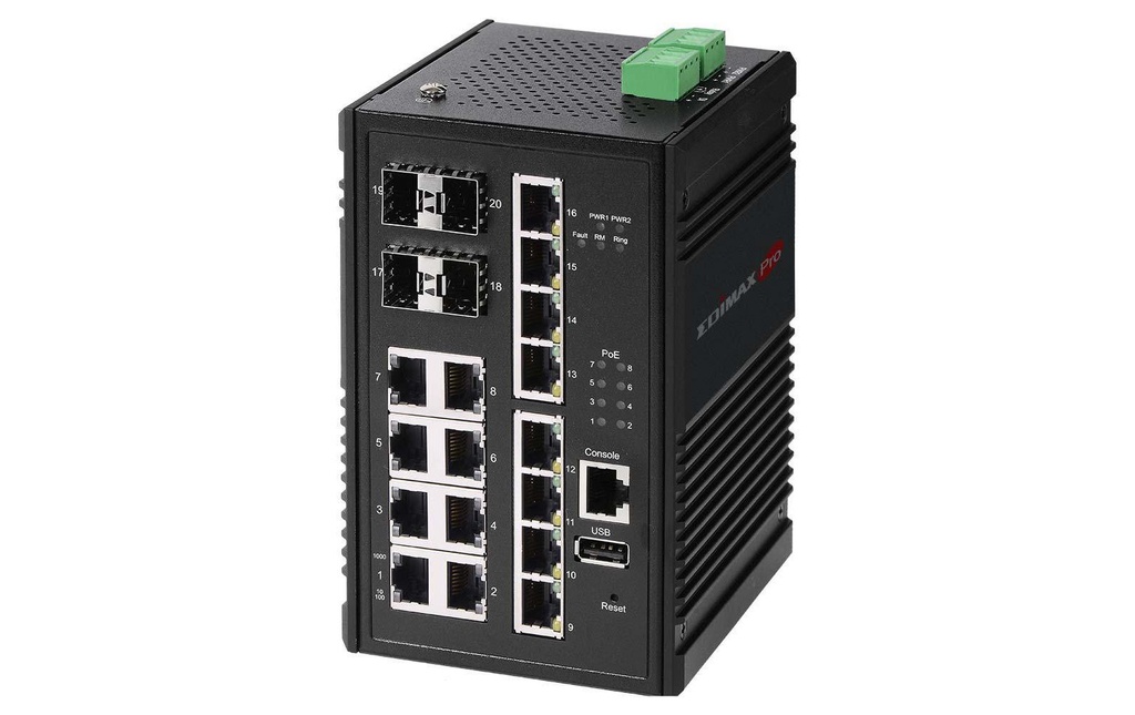 Edimax Pro Switch PoE+ sur rail IGS-5416P 20 Port
