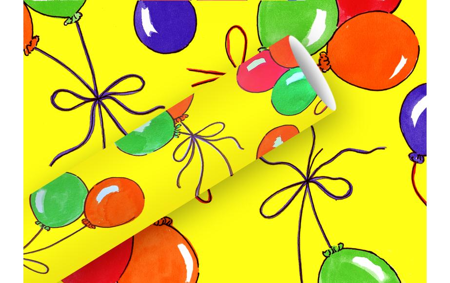 Braun + Company Papier cadeau Ballons de baudruche 2 m x 70 cm, Jaune