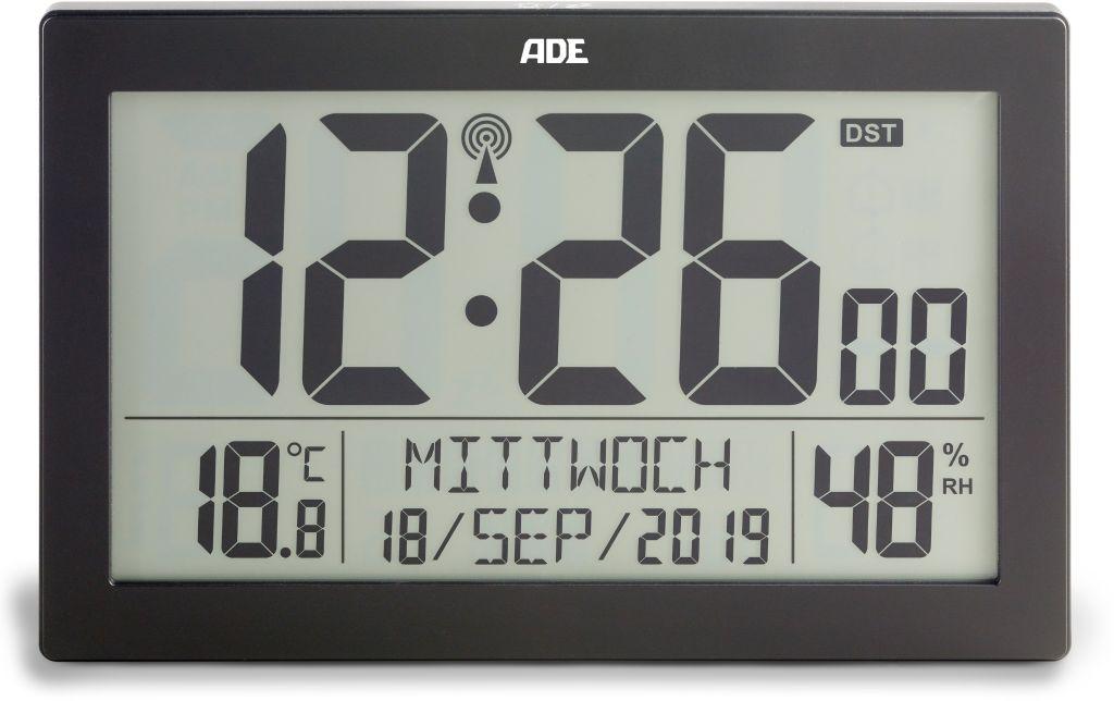 ADE Horloge murale radio XL, Noir