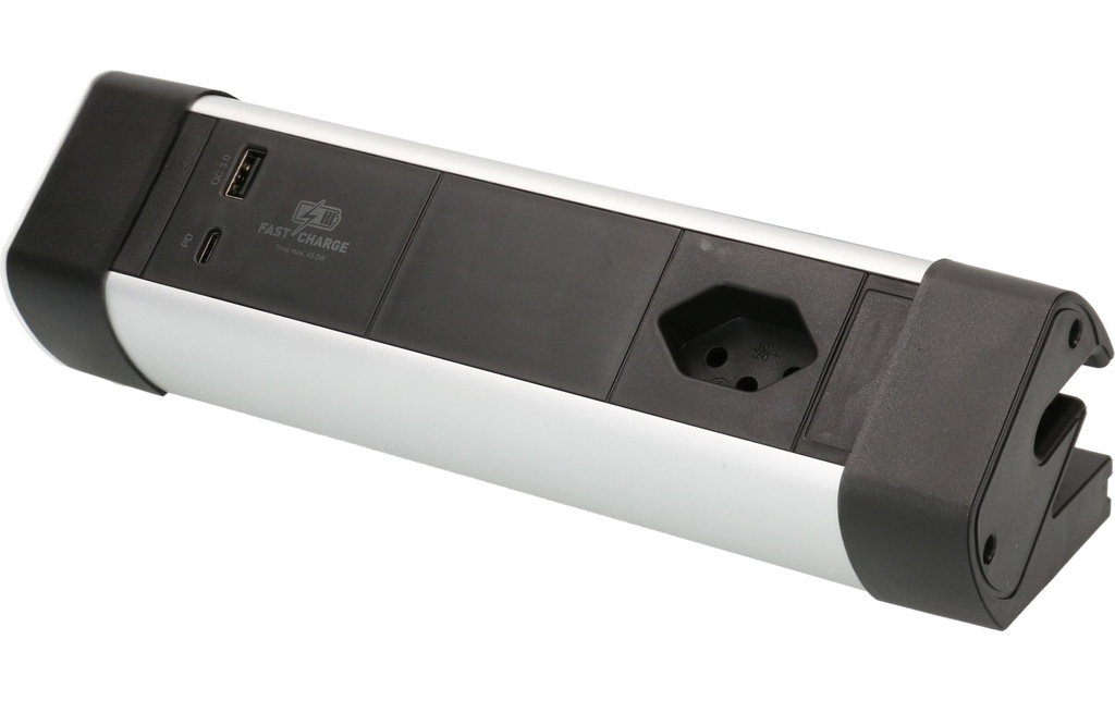 Max Hauri Bloc multiprises de table Office Line 1x T13, 1x USB A/C, PD+QC