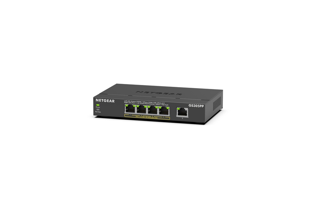 Netgear PoE+ Switch GS305PPv3 5 ports, Budget PoE: 83 W