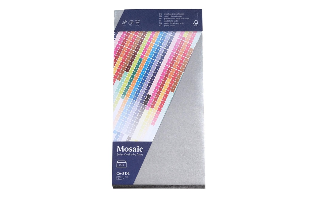 Artoz Enveloppe Mosaic C6/5, 20 pièces, Argenté