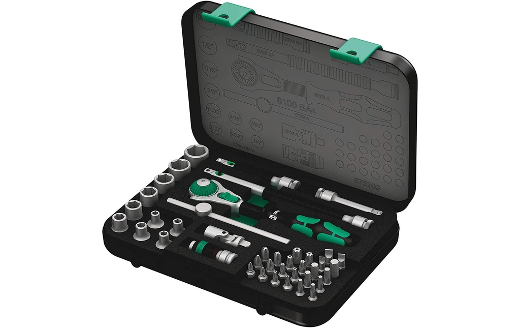 Wera Jeux de clés à douille 8100 SA 4 Zyklop Speed 1/4, 41 parties