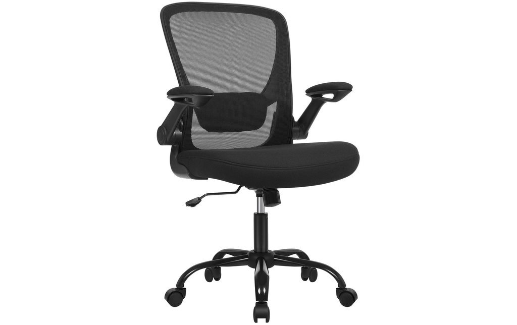 Songmics Chaise de bureau avec accoudoirs rabattables, noir