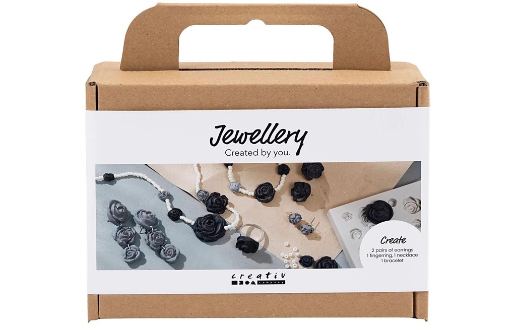 Creativ Company Kits de bricolage pour bijoux Roses, noir/blanc