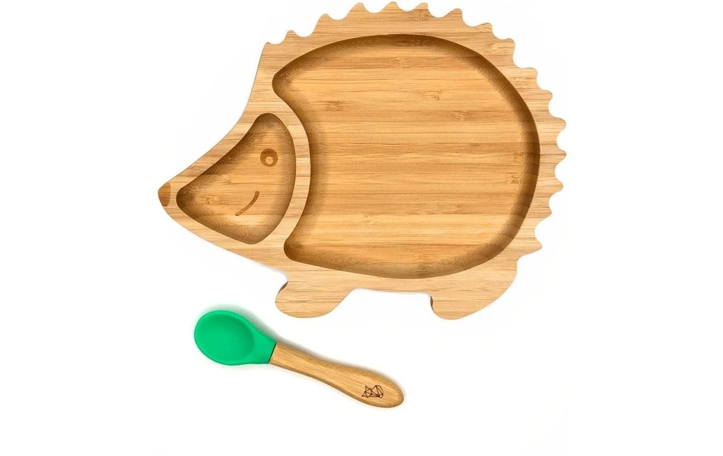 Kleinfuchs Assiette enfant bambou hérisson Vert
