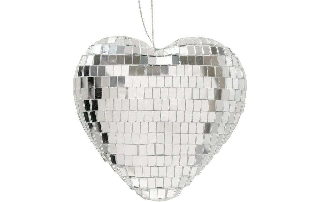 Boltze Décoration de Noël Coeur Disco Argent, 10 x 10 cm