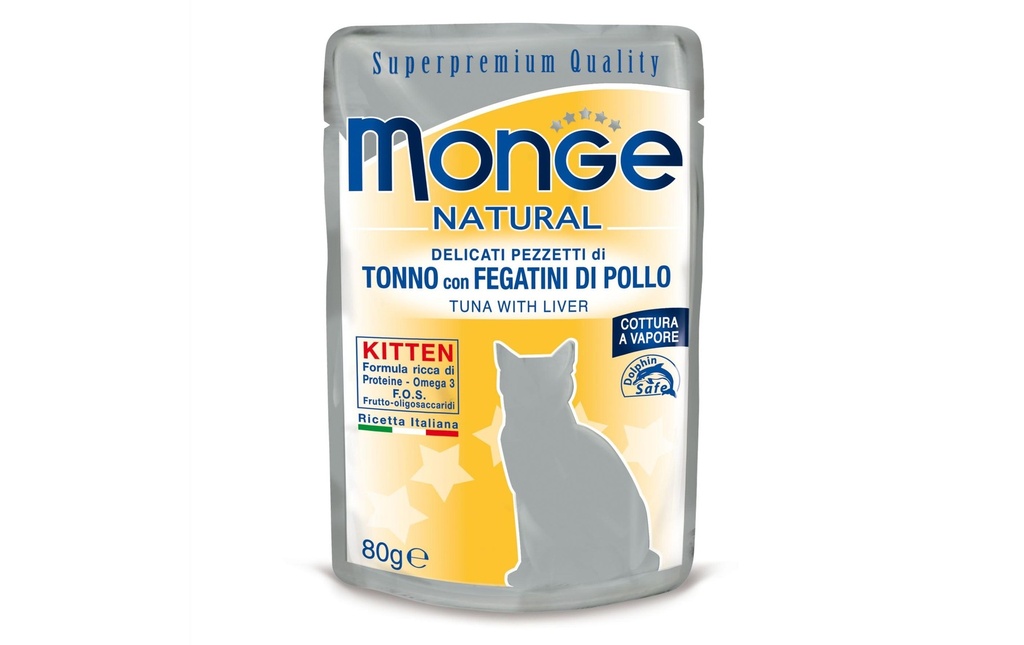 Monge Alimentation humide Natural Kitten, thon & foie, 80 g