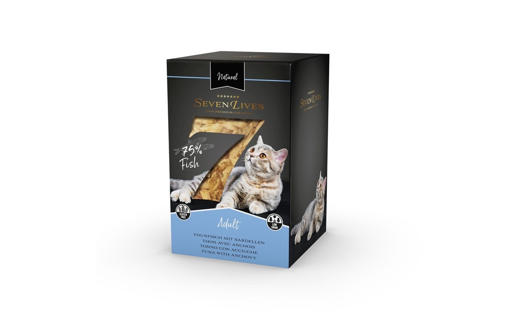 7Lives Alimentation humide Anchois adultes au thon en bouillon de poisson, 6x60g