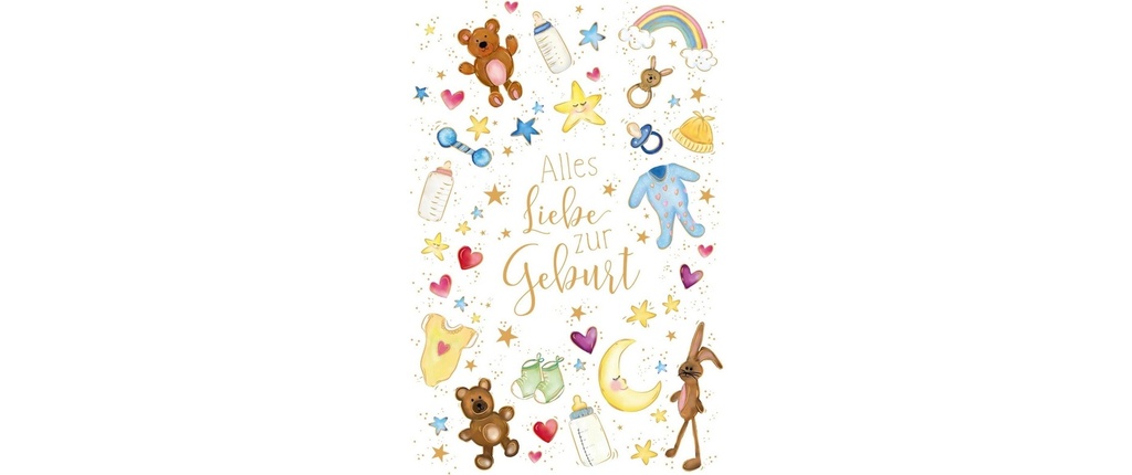 ABC Carte de vœux naissance 12.5 x 17.6 cm