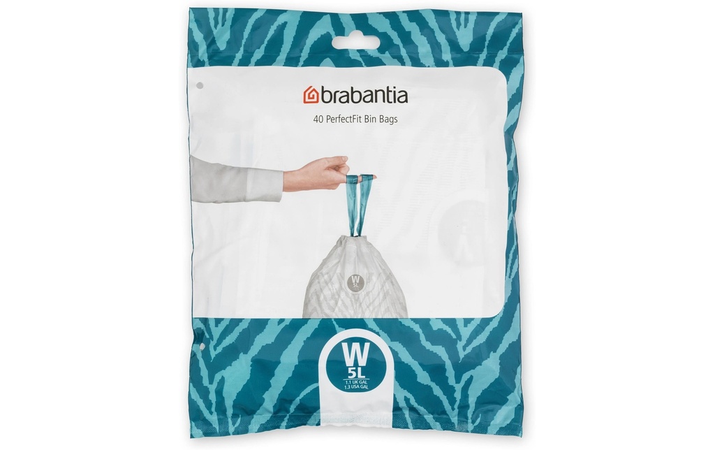 Brabantia Sac à ordures ménagères PerfectFit W 5 l, 40 Pièce/s