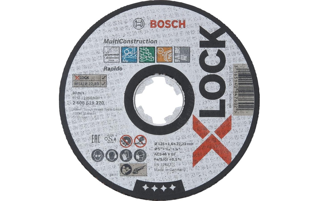 Bosch Professional Disque à tronçonner droit X-LOCK Multi Material 125 x 1.6