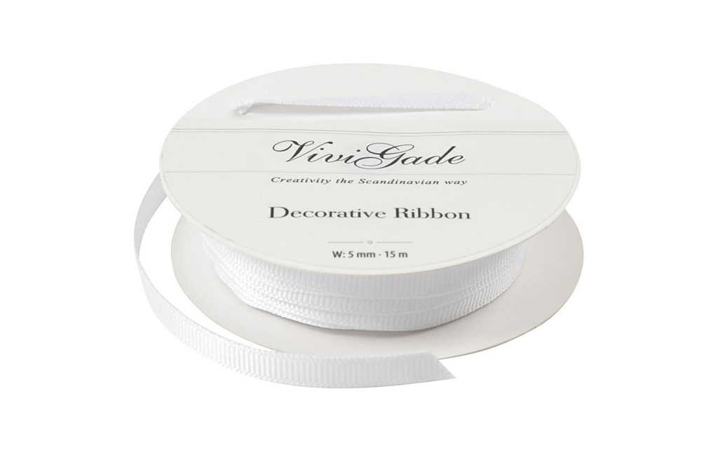 Creativ Company Ruban textile 6 mm x 15 m, blanc