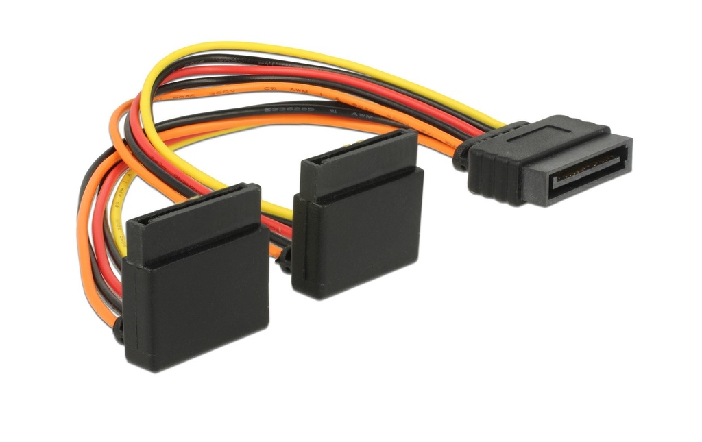 Delock Câble électrique en Y SATA - 2x SATA 15 cm, coudé