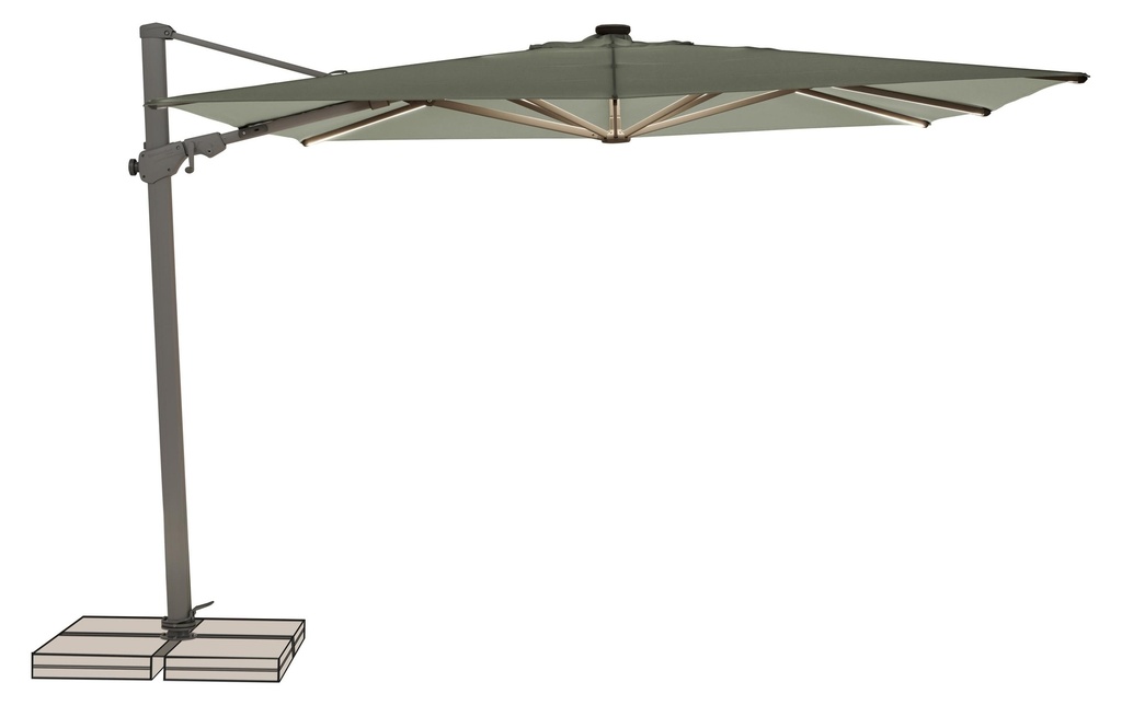 Suncomfort by Glatz Parasol Varioflex Solar LED, 300 x 300 cm, Gris clair