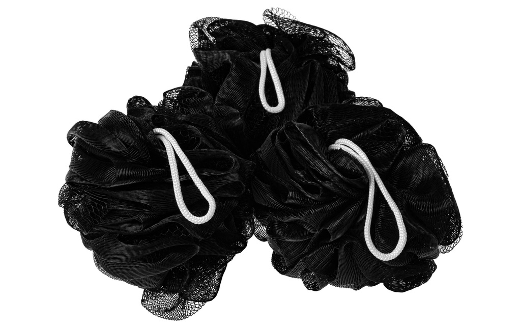 COCON Éponge de douche Noir, 3 pièces