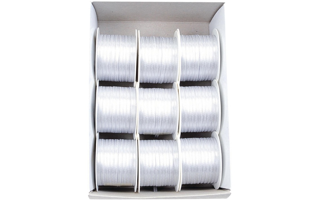 GOLDINA Ruban de satin Ruban double satin 3 mm x 10 m, blanc