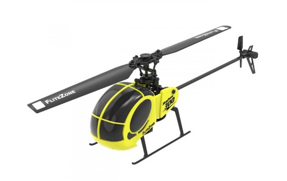 FliteZone Hélicoptère Hughes 300 Jaune, 4 canaux, 6G, RTF