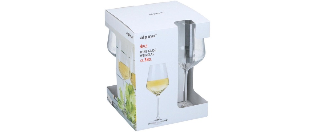 alpina Service de verres à vin 380 ml, 4 Pièce/s, Transparent