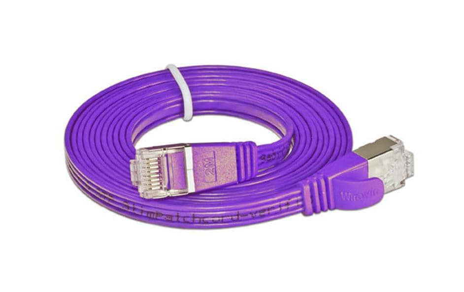 SLIM Câble patch slim RJ-45 - RJ-45, Cat 6, STP, 0.15 m, Violet