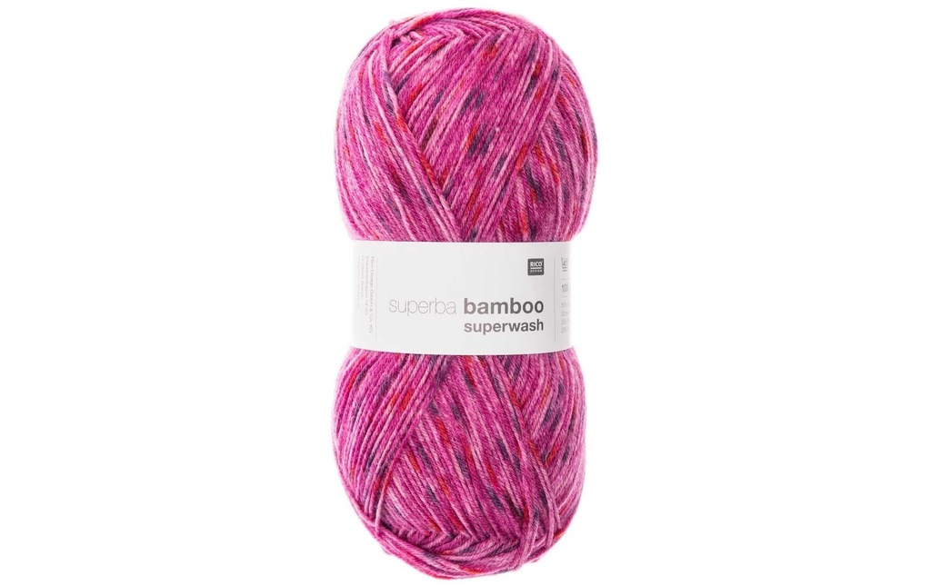 Rico Design Laine Le bambou pour les chaussettes 4 fils, 100 g, Confetti Pink