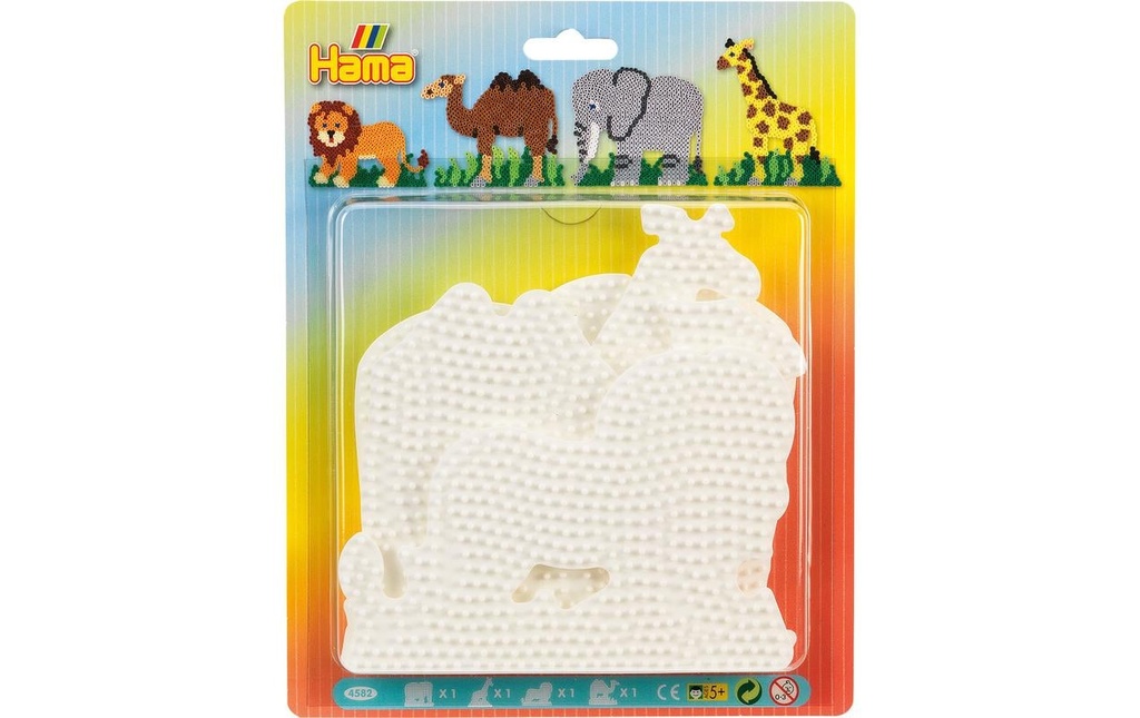Hama Plaques pour perles à repasser Midi avec 4 motifs d'animaux Blanc