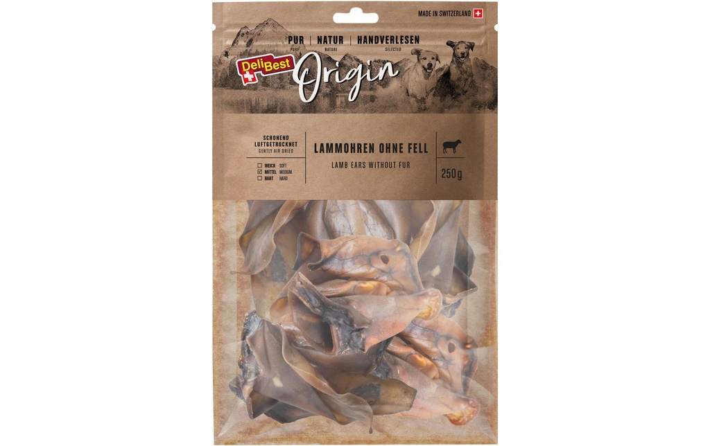DeliBest Produit à mâcher  Origin Oreilles d'agneau sans fourrure 250 g
