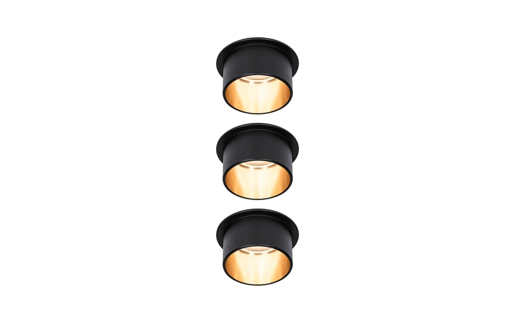 Paulmann Spot encastré LED Gil Coin Set, 3 x 6W, 2700K, noir/or