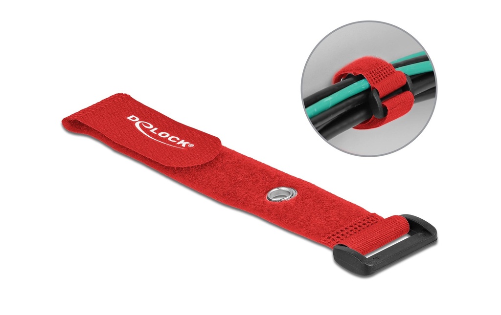 Delock Serre-câble auto-agrippant Rouge 190 mm x 25 mm 5 pièces