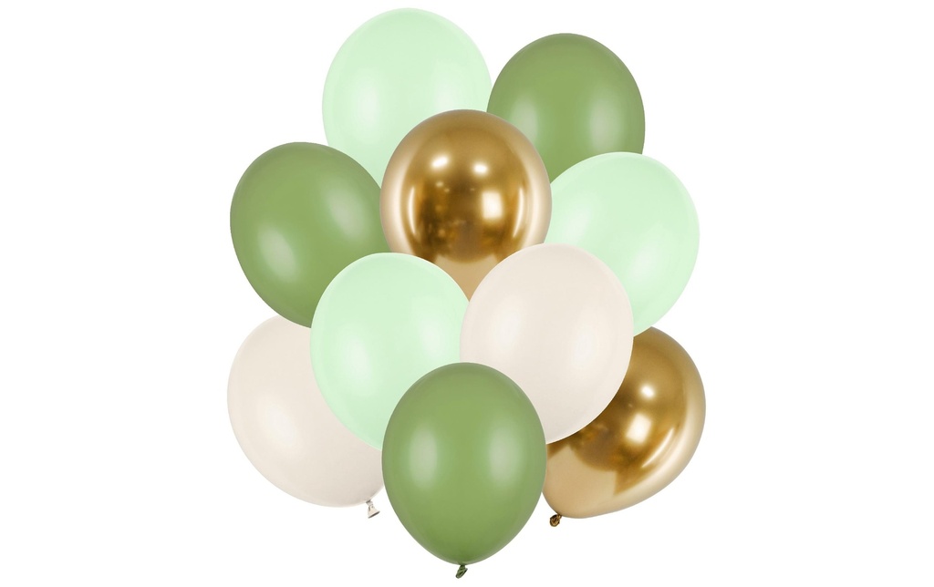 Partydeco Ballon de baudruche Set, Nuances de vert,10 pièces