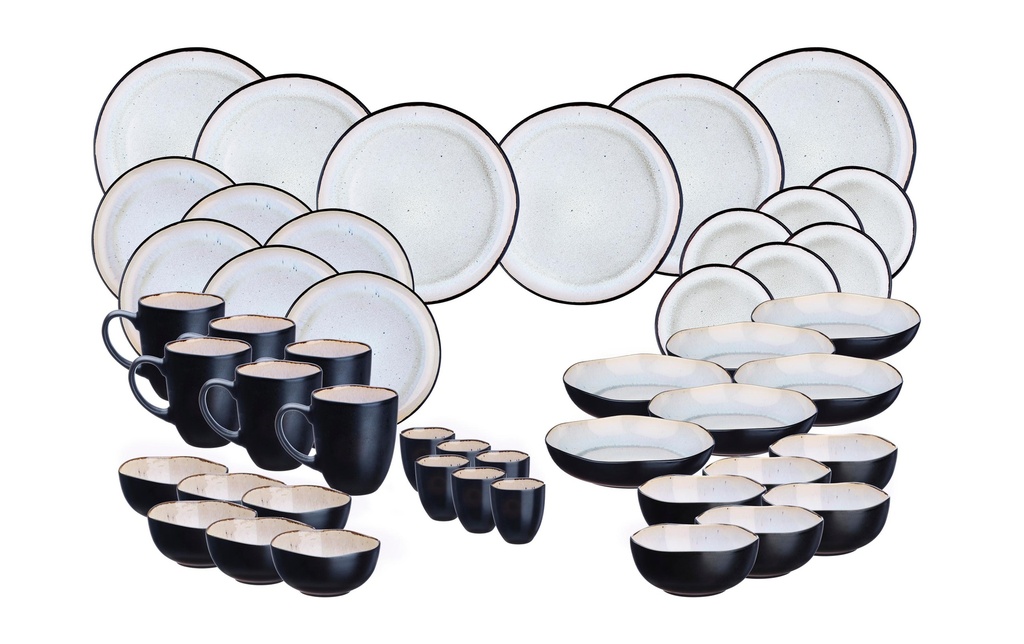 Björn Set d’assiettes Iris Blanc ivoire, 48 pièces