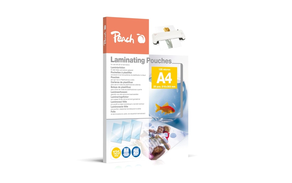 Peach Film laminé A4, , 25 Pièce/s, brillant