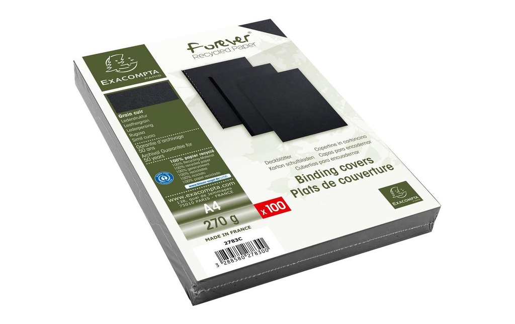 EXACOMPTA Couverture LeatherGrain noir (100 pces)