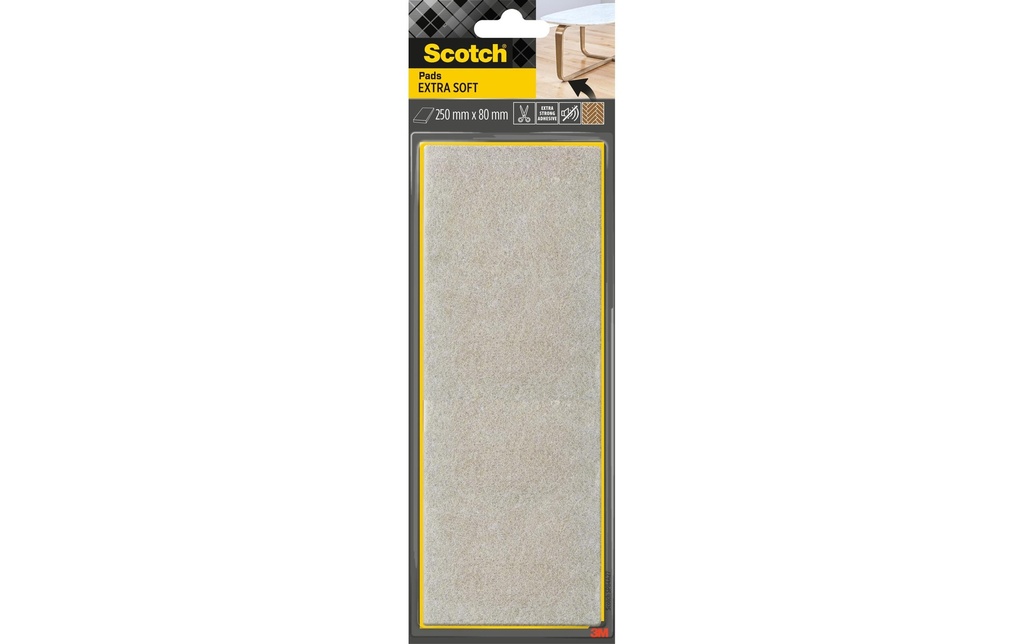 Scotch Patins en feutre Extra-Soft, 250 mm x 80 mm, Gris