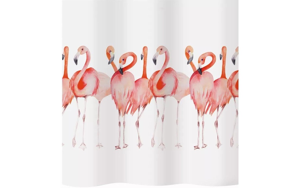 diaqua® Rideau de douche Flamant rose 180 x 180 cm, Blanc/Rose