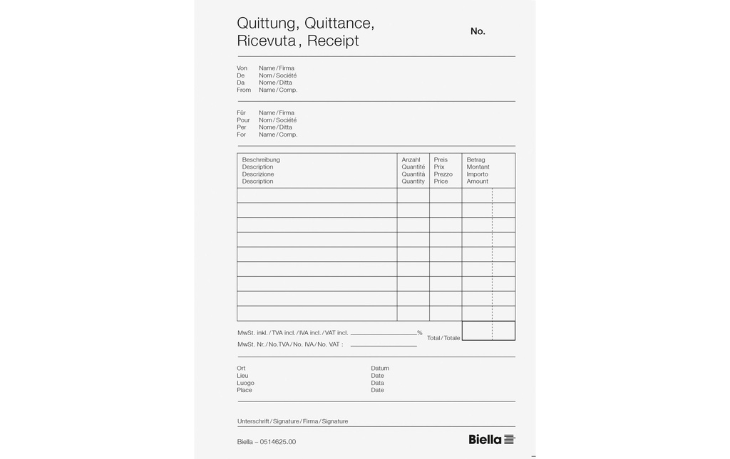 BIELLA Quittance A6 50X2 a/f