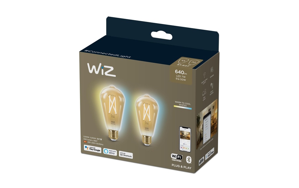 WiZ Ampoules 7W (50W) E27 ST64 filament ambre pack de deux