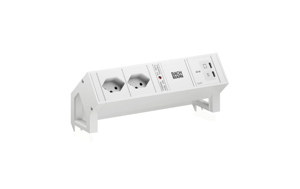 Bachmann Bloc multiprises de table DESK2 2xT13 1xUSB C/C 45W 0.2m RAL9010