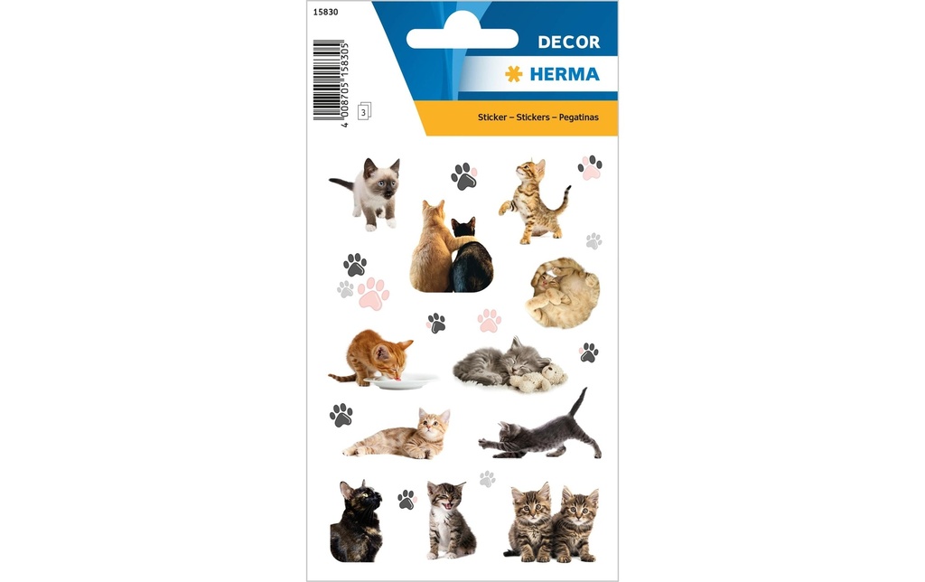 Herma Stickers Autocollant à motif Joyeux chatons 63 Pièce/s