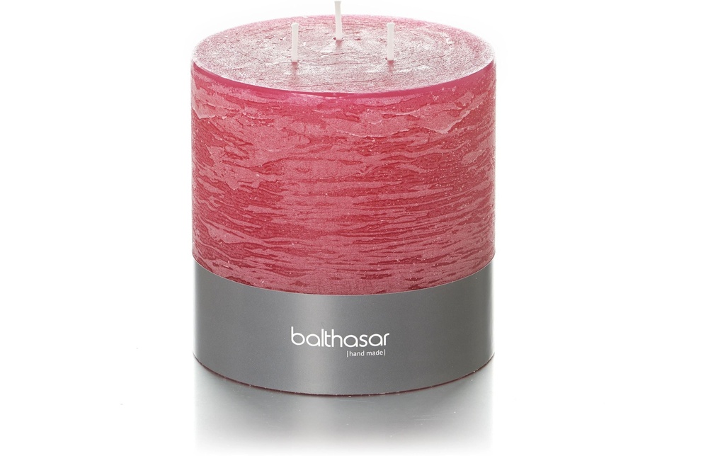balthasar Bougie cylindrique Rustico 3 mèches 12 x 12 cm, framboise