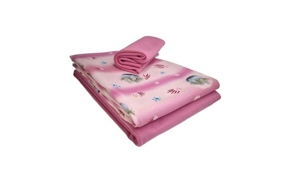 Stoffe Tissu Jersey cheval rose en 3 parties, 2 x 1 m
